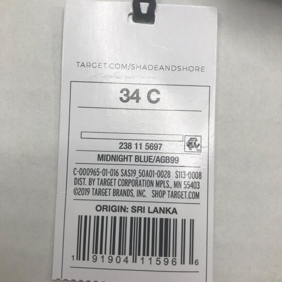 Shade And Shore Women's Size 34C Lined Triangle Bikini Swim Top Blue New - Picture 4 of 12